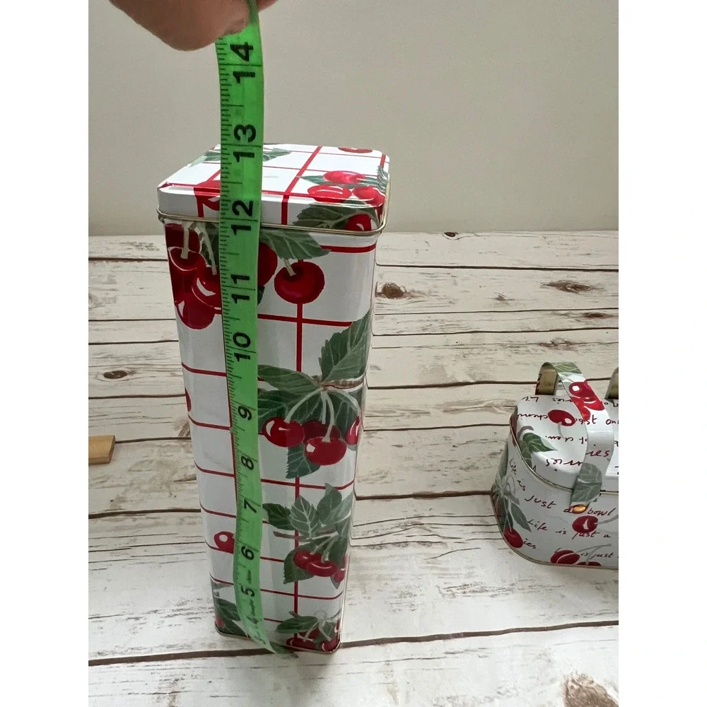 Department 56 Cherry Tin Set White Red Life Is Just A Bowl Of Cherries 3pc OS